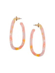 Rubans Voguish Gold Plated Marbled Pastel Oval Hoop Earrings