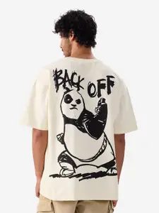 The Souled Store Men Kung Fu Panda Graphic Printed Pure Cotton Oversized T-shirt