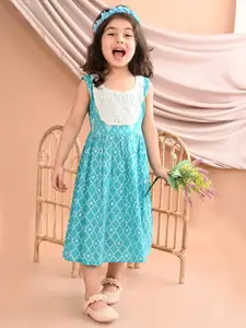 Sangria Girls Printed Cotton A-Line Dress