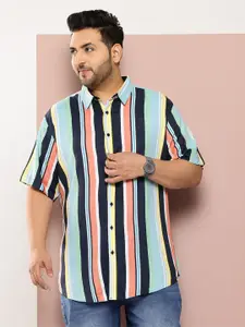 Sztori Men Plus Size Classic Striped Casual Shirt