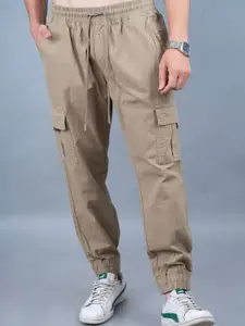 PRONK Khaki Regular Fit Cargo Track Pants
