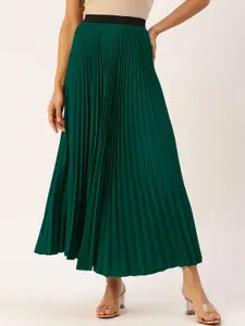 OTABU  Green A- Line Maxi  Flared Skirts