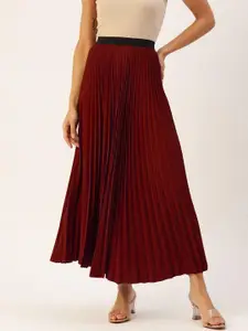 OTABU Pleated A-Line Maxi Skirt