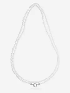 Kushal's Fashion Jewellery Rhodium Plated & Pearl Beaded Necklace