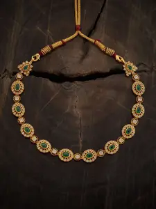 Kushal's Fashion Jewellery Embellished Bridal 92.5 Silver Gold-Plated Temple Necklace