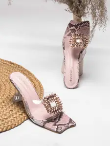DressBerry Pointed Toe Embellished Wedge Heels