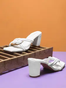 DressBerry Square Toe Open Back Block Heels