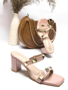 DressBerry Square Toe Embellished Block Heels