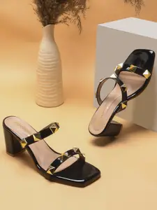 DressBerry Embellished Open Toe Party Block Heels