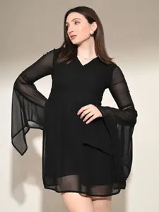 IUGA V-Neck Bell Sleeve A-Line Dress