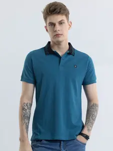 Snitch Men Solid Polo Collar Slim Fit Pure Cotton T-shirt