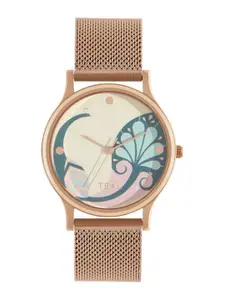 TEAL BY CHUMBAK Women Brass Dial & Stainless Steel Wrap Around Straps Analogue Watch