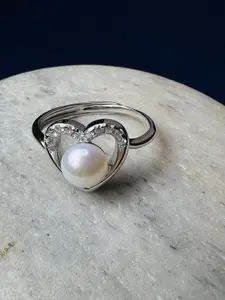 Arte Jewels 925 Sterling Silver Cubic Zirconia Studded Finger Ring