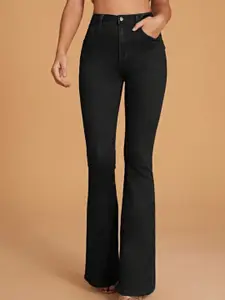 BROADSTAR Women Smart Bootcut Fit Clean Look High-Rise Dark Shade Stretchable Jeans