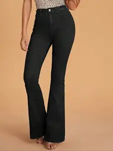 BROADSTAR Women Smart Bootcut Fit Clean Look High-Rise Dark Shade Stretchable Jeans