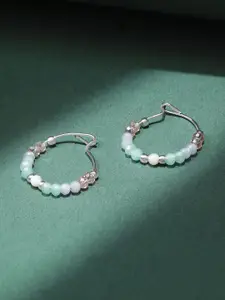 Accessorize London Women Sterling Silver Plated Beaded Hoop Earrings