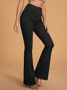 BROADSTAR Women Smart Bootcut Fit Clean Look High-Rise Dark Shade Stretchable Jeans