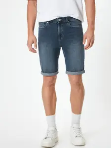 Koton Men Mid-Rise Washed Cotton Denim Shorts