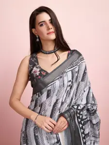 Rekha Maniyar Printed Zari Saree With Blouse Piece