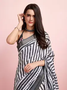 Rekha Maniyar Striped Sequinned Saree