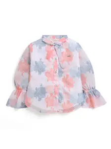 Tiny Girl Floral Print Bell Sleeve Blouson Top