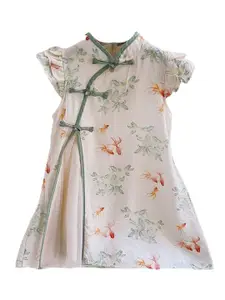 StyleCast x Revolte Girls Floral Printed Flutter Sleeves A-Line Dress