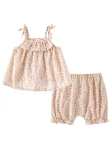 StyleCast x Revolte Girls Floral Printed Pure Cotton Top with Shorts