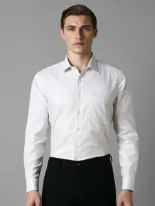 Louis Philippe Men Slim Fit Grid Tattersall Checked Pure Cotton Formal Shirt