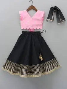 BAESD Girls Embroidered Ready To Wear Lehenga & Blouse With Dupatta