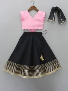 BAESD Girls Embroidered Ready To Wear Lehenga & Blouse With Dupatta