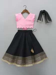 BAESD Girls Embellished Ready To Wear Lehenga & Blouse With Dupatta