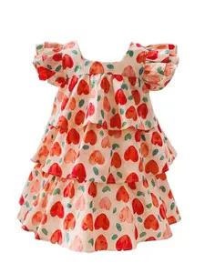 StyleCast x Revolte Girls Flutter Sleeve Floral Fit and Flare Dress