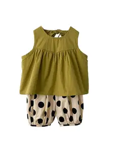 StyleCast x Revolte Girls Green & Black Top with Shorts