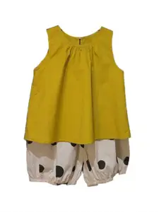 StyleCast x Revolte Girls Yellow & Whie Sleeveless Top with Trousers