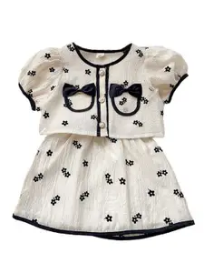 StyleCast x Revolte Girls Printed Short Sleeves Puff Sleeves Top With Skirt