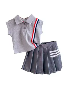 StyleCast x Revolte Girls Shirt Collar Sleeveless Pure Cotton T-shirt with Skirt