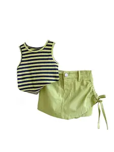 StyleCast x Revolte Girls Striped Pure Cotton Top with Shorts