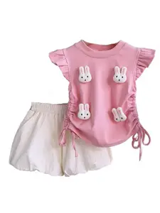 StyleCast x Revolte Girls Self Design Pure Cotton Top With Short