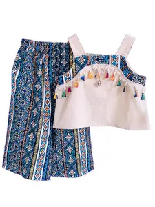 StyleCast x Revolte Girls Printed Pure Cotton Top with Palazzos