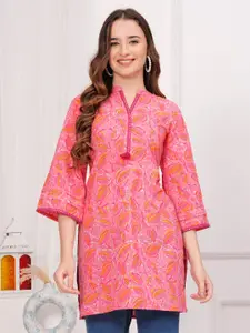 KALINI Printed Mandarin Collar Cotton Kurti