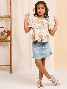 My Milestones Girls Washed Denim Denim Shorts Technology