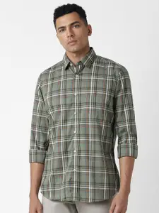 Van Heusen Sport Men Slim Fit Tartan Checks Pure Cotton Casual Shirt