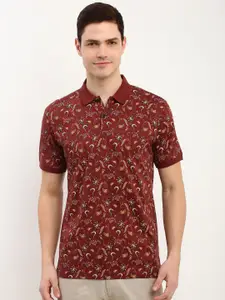 Allen Solly Men Floral Printed Polo Collar Pure Cotton T-shirt