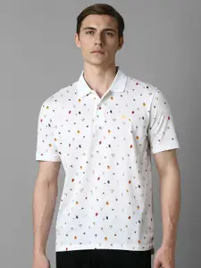 Louis Philippe Sport Men Floral Printed Polo Collar Pure Cotton T-shirt