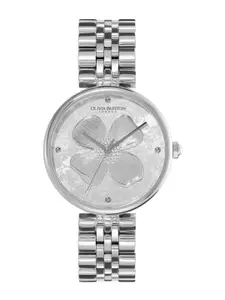 Olivia Burton Women Dogwood Floral Patterned Bracelet Analogue Watch 24000091-Silver White