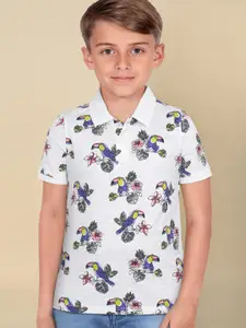 Allen Solly Junior Boys Floral Printed Polo Collar Cotton T-shirt