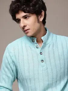 The Roadster Lifestyle Co. Self-Striped Acrylic Pullover