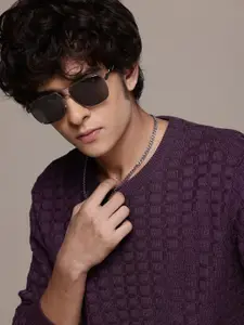 The Roadster Lifestyle Co. Self Design Textured Sweater