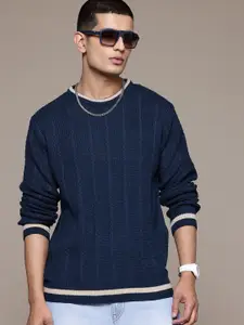 The Roadster Lifestyle Co. Men Cable Knit Acrylic Pullover