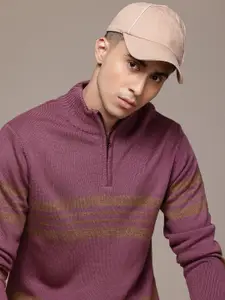 The Roadster Lifestyle Co. Men Striped Acrylic Pullover